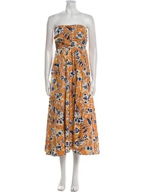 NWT ALC ORANGE FLORAL COTTON STRAPLESS DRESS SZ 4